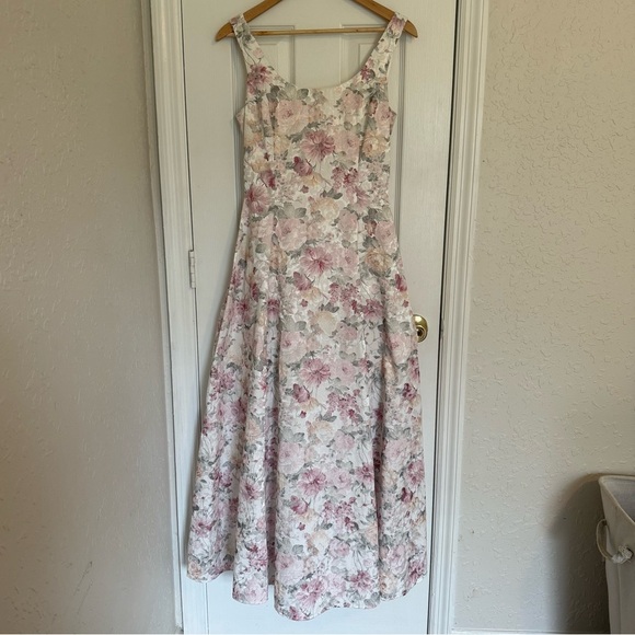 Jessica McClintock Vintage Bridal Floral Dress Sleeveless Scoop Neck Gown Sz 8 - Picture 1 of 11